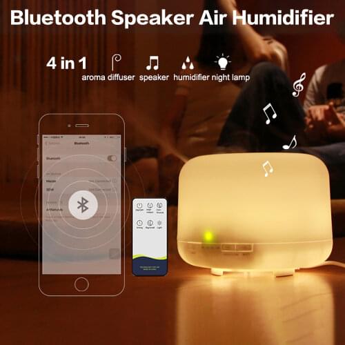 7 Colors Night Light With Bluetooth Speaker 500ML Air Humidifier Aroma Diffuser For Bedroom,Office ,Home,Help Sleep and Relax