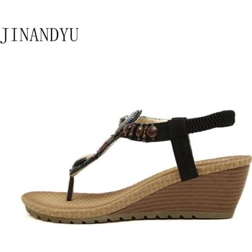 Flip Flops Wedges Shoes for Women Sandals Plus Size 42 Bohemia Style Summer Beach Sandals Casuales Fashion Sandalias Flip Flop