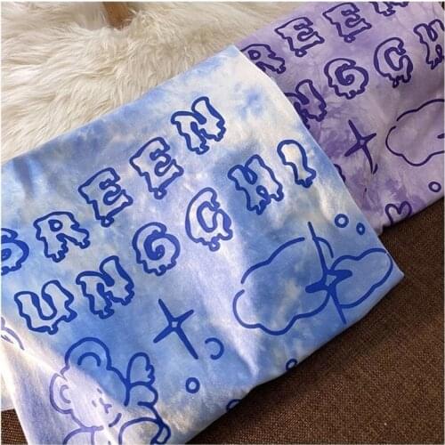 YYCZF Cute Bear Tshirt Streetwear Summer Oversized T Shirt Women Harajuku Short Sleeves Tops Tee Hip Hop Tie Dyed Tshirt Funny