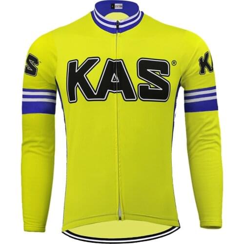 KAS yellow Cycling Jersey Long sleeves winter fleece and spring no fleece bike wear jersey Bicycle clothing mtb ropa Ciclismo