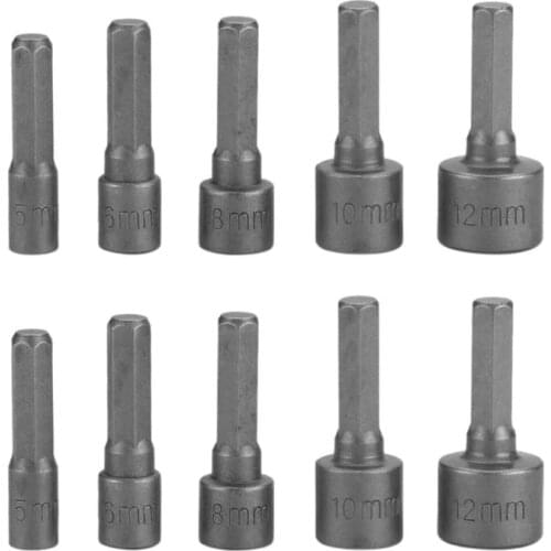 1Pc/5Pcs Six Angle Hex Socket Nut Driver Sleeve Nuts Casing Nozzle Drill Bit Adapter For Power Tools Drill Bit Set
