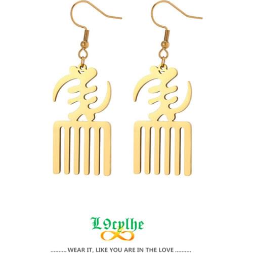 10pairs/lot Gold African Symbol Drop Earrings Vintage Jewelry Ethnic Adinkra Gye Nyame Earrings For Women