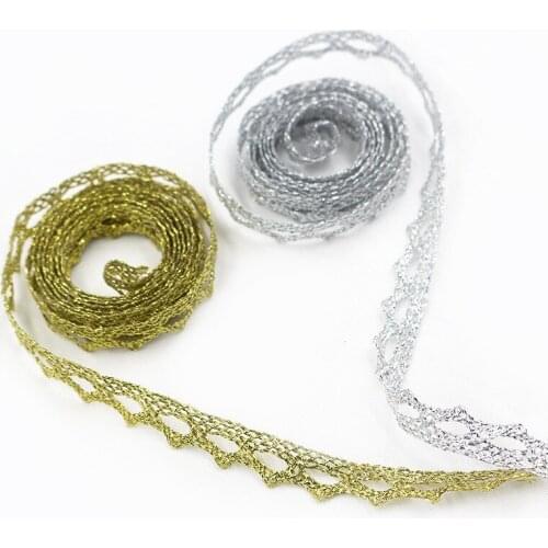 10 Yard 1.1cm Gold Silver Lace Trim Curve Lace Fabric Sewing Wave Braided Lace Wedding Craft DIY Clothes Accessories Home Decor