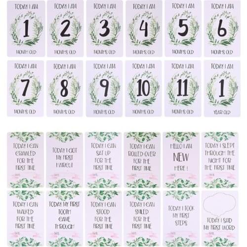 12 Pcs/Set Month Card Baby Monthly Newborn Photos Funny Cartoon Photography Photo Cards Stickers