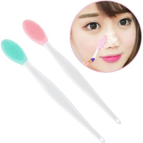 2pcs Silicone Wash Face Exfoliating Brushes Nose Blackhead Removal Brush Soft Daily Facial Cleaning Brush for Women Girls Tool