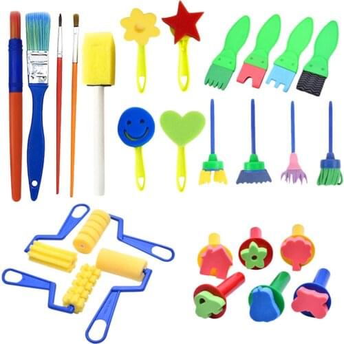 27pcs Children DIY Painting Tools Kits Sponge Brush Paintbrush Early Learning Educational Toys Birthday Gift for Children Kids