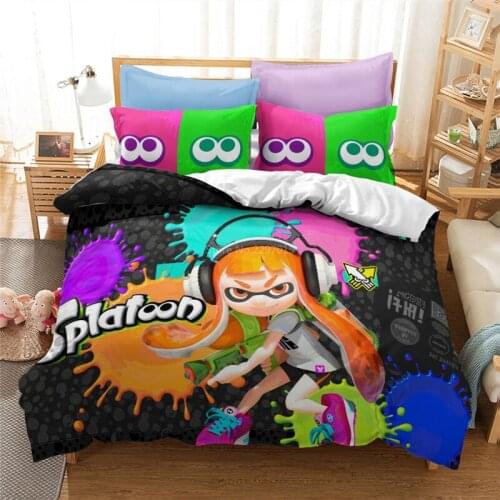 3D Cartoon Splatoon Game Printing Bedding Set Soft Comfortable Duvet Cover Pillowcases Set Bedclothes Twin Full Queen King Size