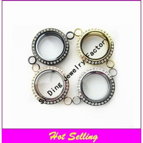 4pcs/lot stainless steel screw floating locket bracelet 4 mix color twist linking with crystals memory locket pendant 25mm