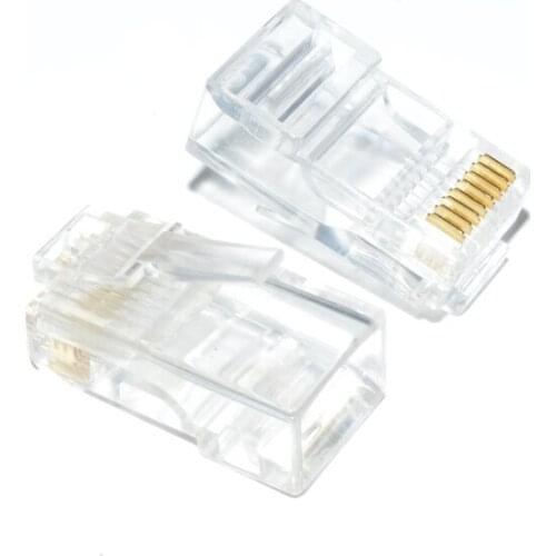 50/100pcs Crystal RJ45 Module Plug 8Pin RJ-45 Ethernet Cable Network Connector Crystal Head Cat5 CAT5e Connector