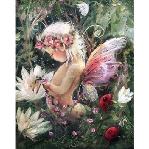 5D DIY Full Round/Square Diamond Painting Butterfly Fairy In Flowers Cross Stitch 3D Embroidery Rhinestone Mosaic Home Decor Y52