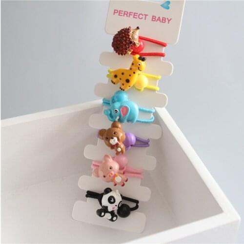 6 PCS Cute Resin Elephant Hedgehog Kids Elastic Hair Bands Baby Headdress Children Hair Ropes Girls Hair Accessories