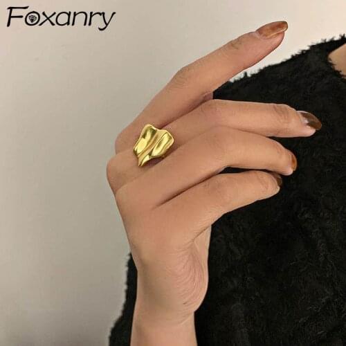 Foxanry Minimalist 925 Sterling Silver Finger Rings Fashion Creative Irregular Geometric Handmade Birthday Party Jewelry Gifts