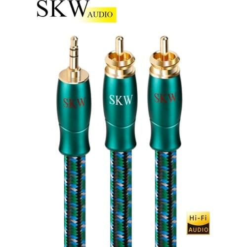 SKW 3.5mm Aux Jack To 2 RCA Audio Cable OFC Conductor Male To Male For TV Computer Phone MP3 Connect Power Amplifier Speaker