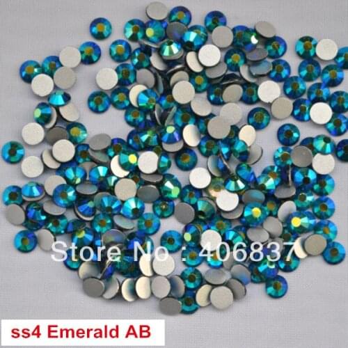Free Shipping! 1440pcs/Lot, ss4 (1.5-1.7mm) Emerald AB Flat Back Nail Art Glue On Non Hotfix Rhinestones