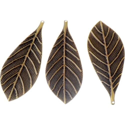 Free shipping 20Pcs Bronze Leaf Filigree Wraps Connectors Metal Crafts Gift Decoration DIY 7.3x3.6cm