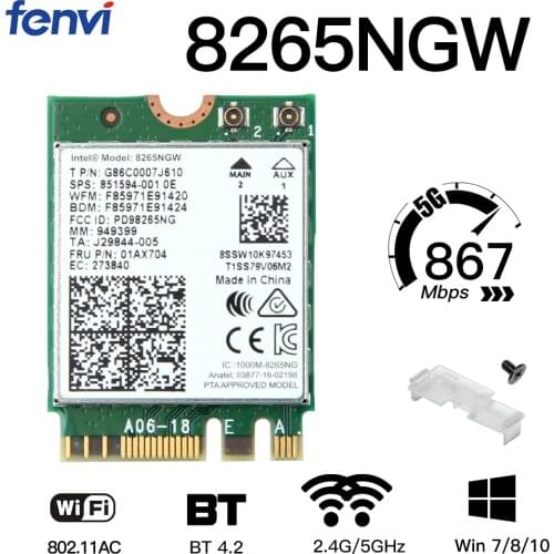 Fenvi Dual Band 867Mbps Wireless Wifi Card For 8265NGW 802.11ac Bluetooth 4.2 8265ac NGFF Wi-fi Wlan Network Adapter 2.4Ghz/5G