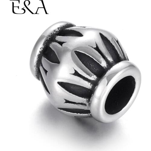 Stainless Steel Beads Barrel 5mm Hole Metal European Bead Supplies Handmade DIY Jewelry Bracelet Accessories Crafts Findings