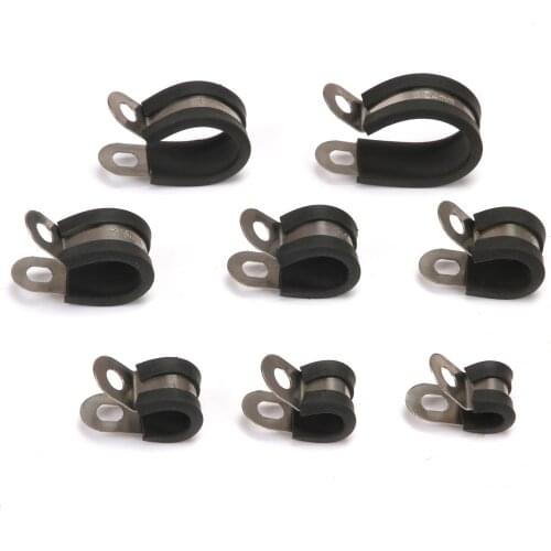 Stainless Steel Black Rubber Lined Retaining Hose P Clips Clamp Hose And Cable P Clamp 6mm 8mm 10mm 12mm 14mm 16mm 20mm 24mm