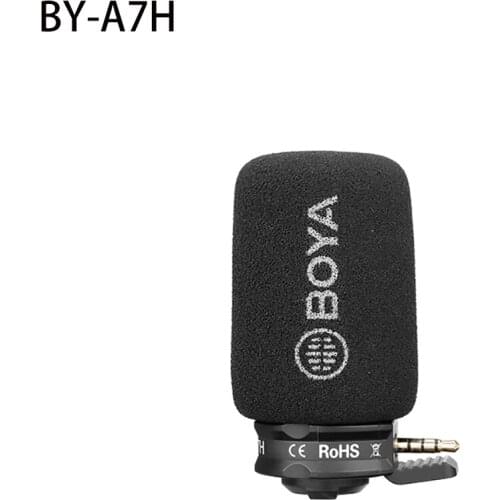 BOYA BY-A7H 3.5mm Digital Stereo Cardioid Condenser Microphone Superb Sound for Android Devices Recording Youtube Interview Show