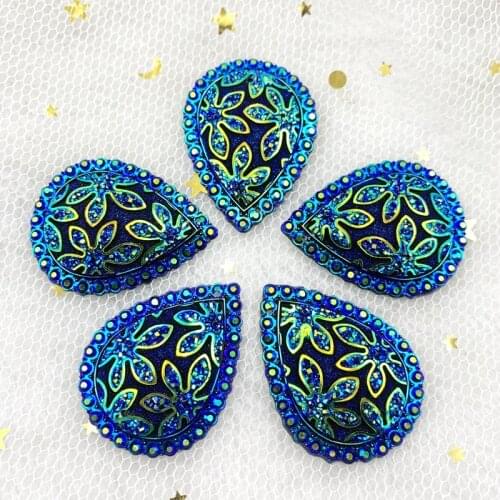 DIY 16pcs 30*40mm Drop shape Crystals AB Rhinestone Flatback sewing 2 Hole Stones Resin For Wedding decorate Crafts