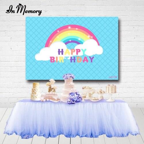 InMemory Rainbow Cloud Baby Shower Newborn Portrait Photography Backgrounds Blue Theme Kids 1st Birthday Party Backdrops Custom