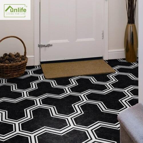 Funlife® Hexagon Anti-Slip Sticker Kitchen Waterproof Peel & Stick Decorative Black White Bathroom Self-Adhesive Floor Stickers