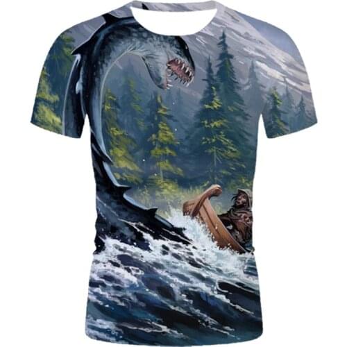 New summer T shirt 3D loose print fish T shirt unisex short sleeves personality fashion casual street fashion 3D t shirts