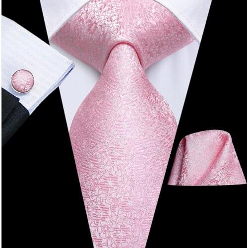 Hi-Tie Peach Pink Coral Solid Silk Wedding Tie For Men Mens Necktie Hanky Cufflink Fashion Designer Business Party Dropshipping
