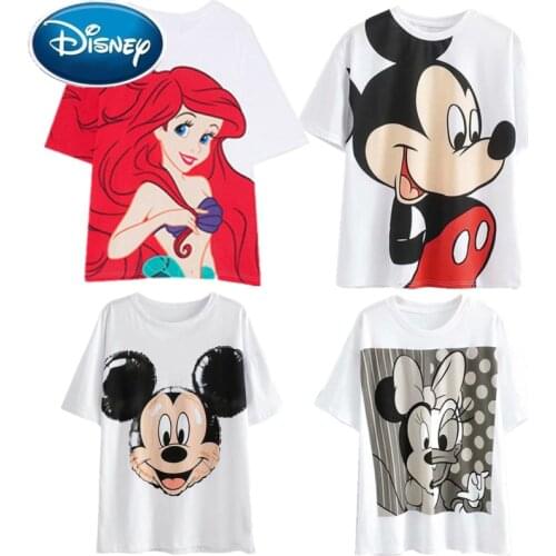 Cartoon Mickey print cotton o-neck loose Casual tshirt streetwear tops plus size Summer fashion tshirt women harajuku streetwear
