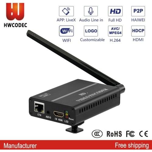 HWCODEC H8110W H.264 1080P Wireless P2P Converter HDMI to IP Encoder RTMP RTSP RTMPS SRT HTTP RTP SRT Encoder for Live Streaming