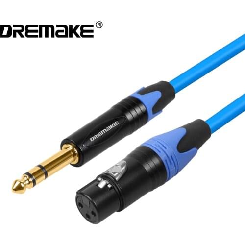 DREMAKE Microphone Cable XLR 3-Pin to Jack 6.5mm Mic Lead Aux Cord TRS 6.35 mm/6.5 mm Male to XLR Female Cord for AMP Pro Audio