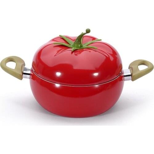 20cm Kitchen Soup Pot Fruit Pan Non-stick Aluminum Sauce Pan Boiler Tomato Shape No Fumes Household Cooking Tools Kitchenware