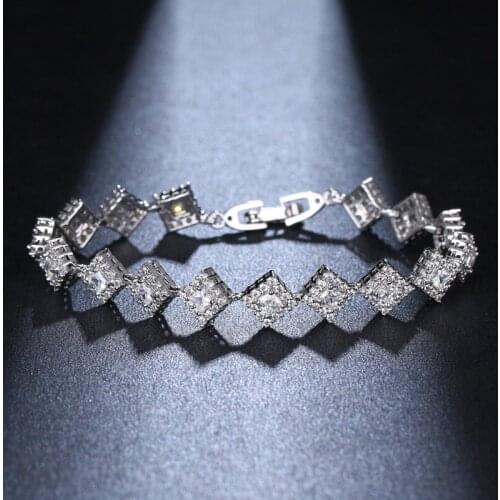 KSRA Vintage Luxury Square Zircon Bracelet For Women Romantic Bridal Minimalist Wedding Bridesmaid Jewelry Accessories Prom Gift