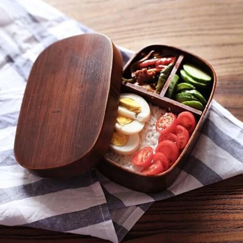 Japanese Style Minimalist Willow Jujube Wood Lunch Box Rectangular Wooden Portable Bento Box Container Storage Eco Friendly