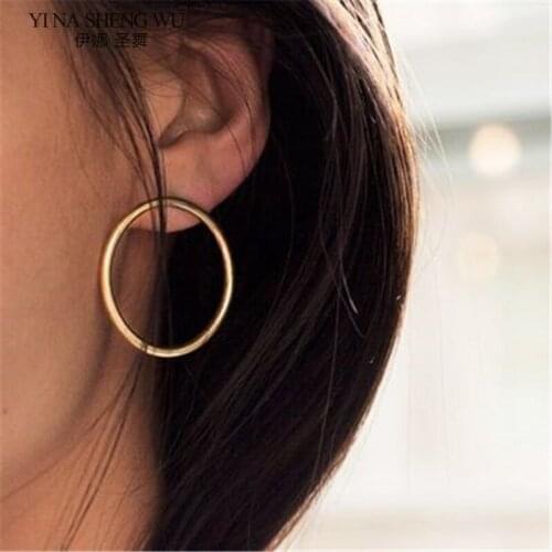 Fashion Women Girl Simple Round Circle Ear Accessories Stud Earring Hoop Punk Hip-hop Earrings Party Jewelry Birthday Brincos