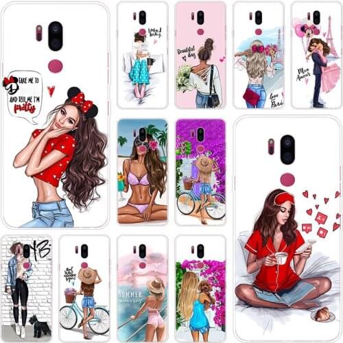 Baby girl Soft Silicone Case For LG G5 G6 Mini G7 G8 G8S V20 V30 V40 V50 ThinQ Q6 Q7 Q8 Q9 Q60 W10 W30 Aristo X Power 2 3 Cover