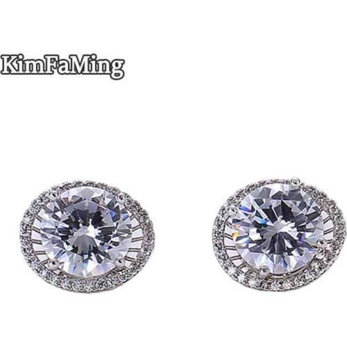 Trendy Eye Shape Zircon Stud Earrings for Women in Fashion Brass Jewelry Party GSE042