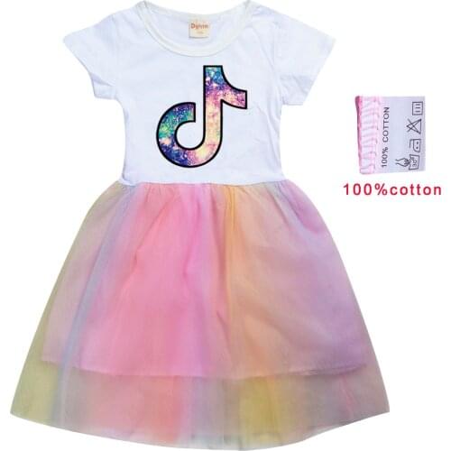 TIK TOK New Princess Gown Dress Kids Cartoon Dress for Girls Children Dresses for Wedding Party Fashion Girls Dress School