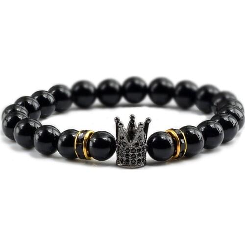 Couple Trendy Natural Stone Beads Men Crown Accessiores Bracelets For Women Bracelet Erkek Bileklik Yoga Bracelet Jewelry Gift