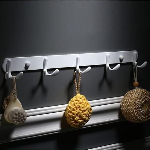 Punch-free white bathroom towel hook Space aluminum door back coat hook wall hanging clothes hanger wx8031527