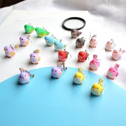 Korean color contrast sparrow Earrings creative simulation lovely bird DIY resin Earrings ear clip womens jewelry