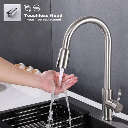 Infrared Motion Sensor Kitchen Faucet Touchless Hot Cold Mixer Sink Tap Modern Stainless Steel Deck Mount Faucets Luxury Grifos