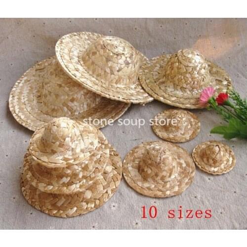 2-10pcs Hand Knitting Straw Hat Mini Doll Hat Ornament Small Strawhat DIY Jewelry Accessories Craft Decoration 4-20cm