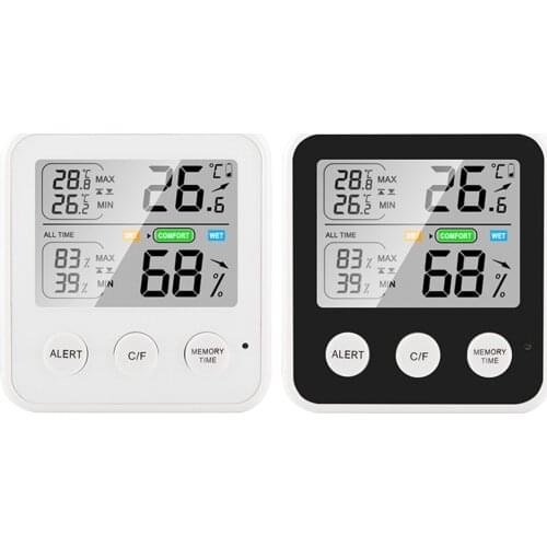 Standing Precise Desktop Digital Thermometer Hygrometer Household With Large Display Alert Function Alarm Clock