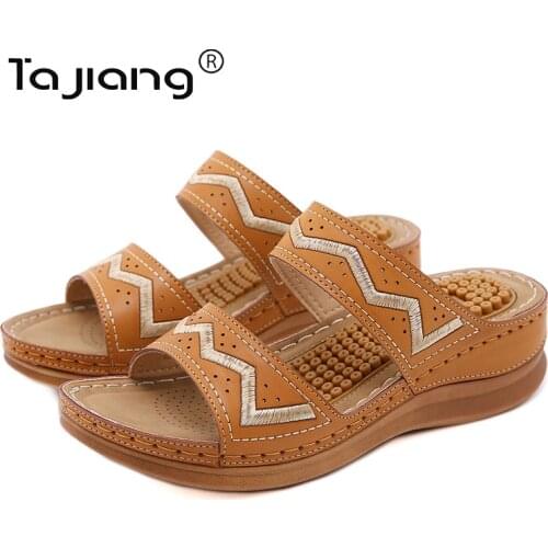 Ta Jiang New thick-soled slope heel slippers European and American fashion hollow summer female gladiator beach slippers T2730-2