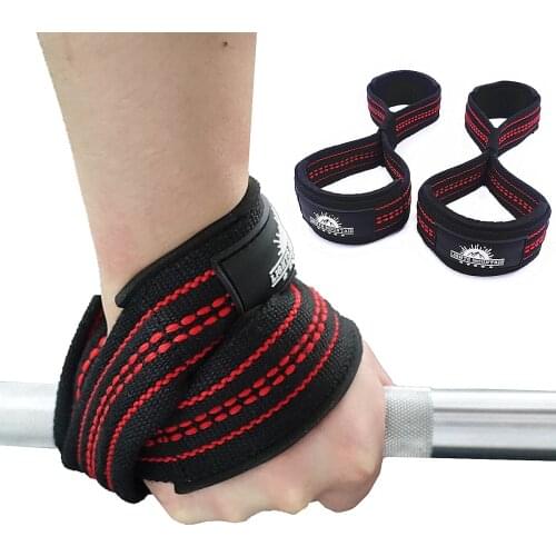 Heavy Duty Wrist Wraps Support Figure 8 Weight Lifting Straps for Home Gym Weightlifting Training Pull-ups Deadlifts Workout