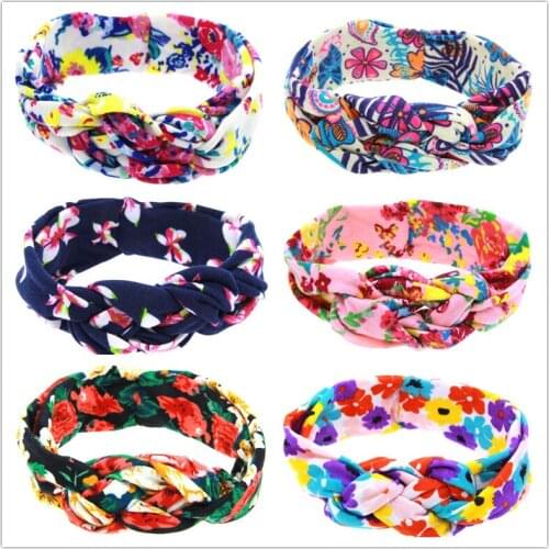 Naturalwell Little girls Turban Headband Kids Head Wrap Child Cotton twist Turban Handmade soft & cozy Buns headbands 1pc HB526