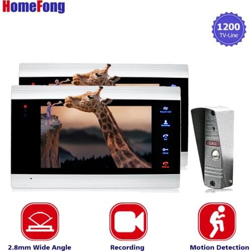 Homefong 7 inch Video Door phone Intercom System With Night Vision Outdoor 1200TVL Wide Angle Camera Record IR Motion Detection
