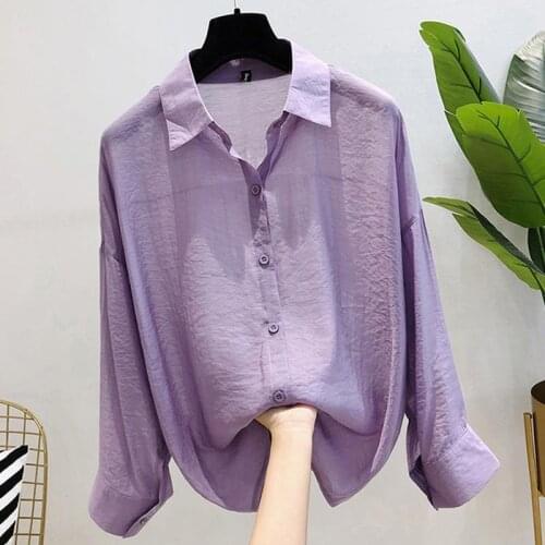 Blouse Women Purple Loose Long Sleeve Fall plus Size Cardigan Blusas Mujer De Moda