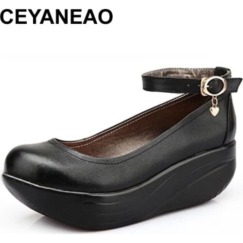CEYANEAO New 2021 women sandals high heeled genuine leather summer shoes platform wedges shoes woman sandal slipper size 34-43